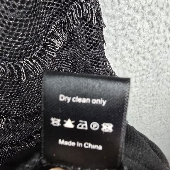 Greylin Camisole Women M Black Metallic Silver Sheer Tiered Sexy 20s Flapper - Picture 9 of 16